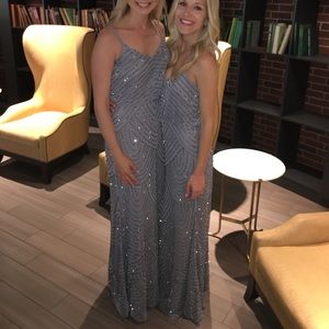 Gray sequin long bridesmaid dress